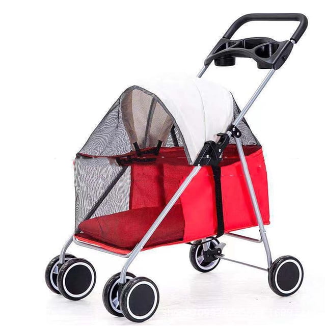 Dog Stroller, 4 Wheels Folding Pet Stroller Portable Cat Puppy Jogging Stroller with Multi Facetedfor Puppy Cats Rats Rabbits Outings