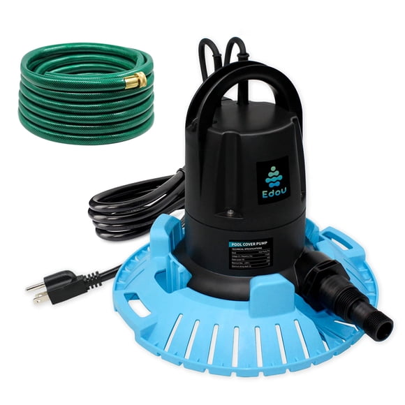 EDOU PRO Pompe de Couverture Automatique pour Piscine / Débit Max 2 500 GPH / 1/2 HP / Boyau de 25 Pieds et Adaptateur 3/4 Pouces"