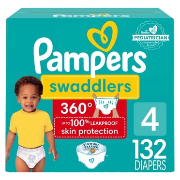 Pampers Diapers - Swaddlers 360° - Size 4, up to 100% Leakproof Comfy Dry Fit, EZ Off Tabs Designed for Easy Changes, Pull On Diaper