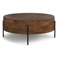 thumbnail image 1 of Pemberly Row Table Basse Tambour Urbain Ronde en Bois de Manguier 38 Pouces L, Noyer Brun, 1 of 9