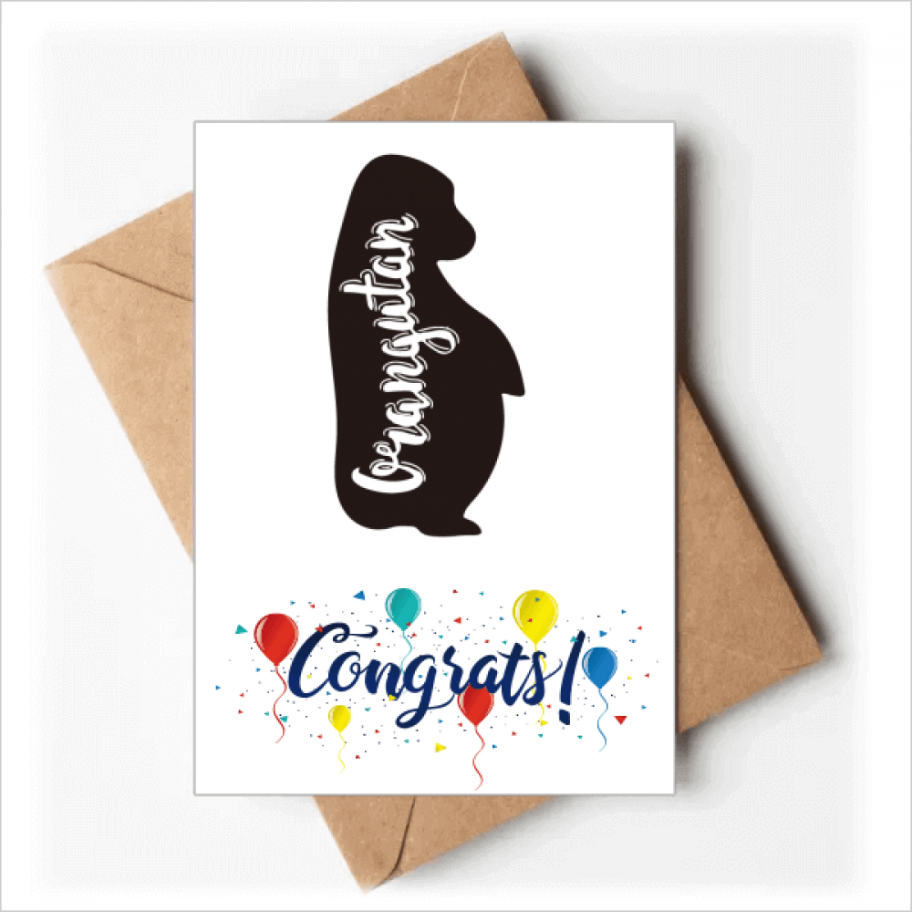 Orangutan Black And White Animal Wedding Cards Congratulations Greeting Envelopes