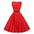 thumbnail image 3 of TopLLC Robe Sans Manches à Col Rond Femme Été Décontractée Robe Unie à Manches Courtes à Col Rond Taille Haute Grande Femme, 3 of 6