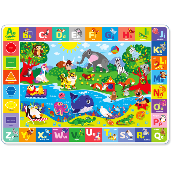 QUOKKA Tapis de Jeu pour Bébé pour le Sol en Peluche ABC Playmat pour Tout-Petits et Nourrissons - Grand Tapis Rembourré pour Enfant