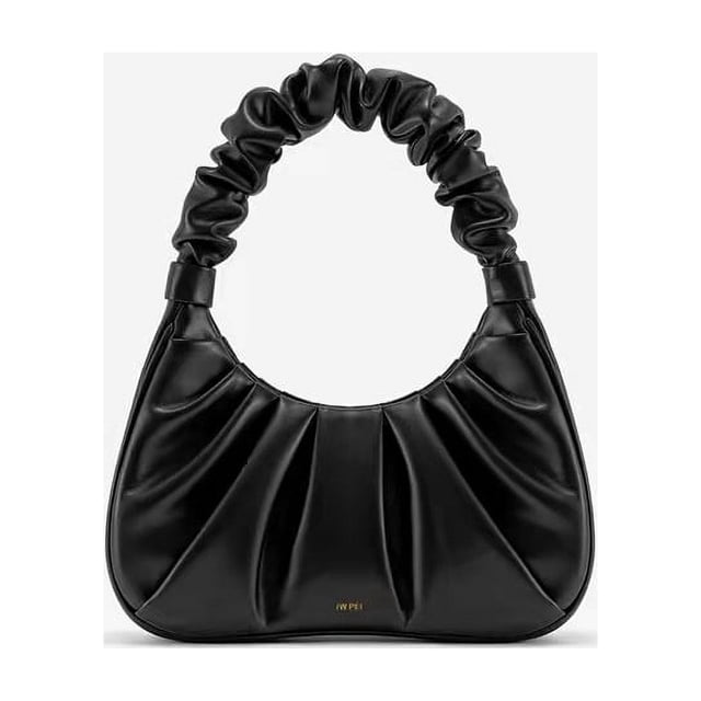 Jinsinto JW PEI Sac à Main Hobo Froncé pour Femme Gabbi en Cuir Végane Noir. Doté d'Une Poignée Froncée avec une Longueur de Retombée Fixe de 5,1 Pouces (13 cm), d'Une Fermeture à Boucle Magnétique et d'Une Poche de Plaquage Interne. Dimensions : 9,6 Pouces de Large par 4,7 Pouces de Haut par 2,4 Pouces de Profond (24,5 cm x 12 cm x 6 cm).