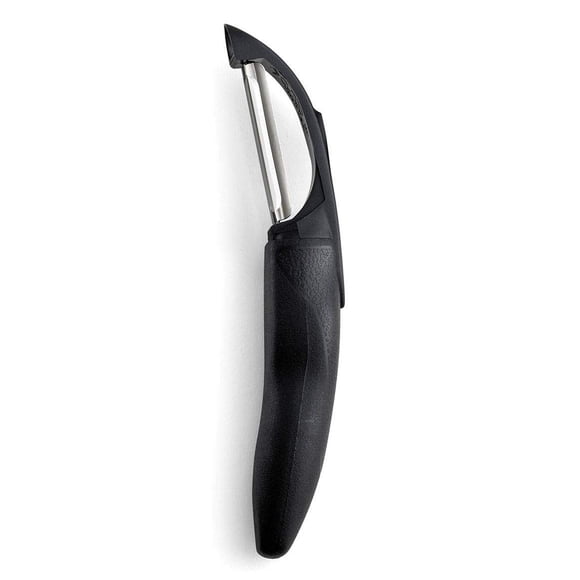 New Model 1501 CUTCO Vegetable Peeler in factory-provided plastic bag. . . . . . . . High Carbon Stainless blade and black handle