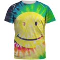 thumbnail image 1 of T-Shirt pour Adulte à Imprimé Teinture sur Nœuds « Smiley Face » Partout, 1 of 1