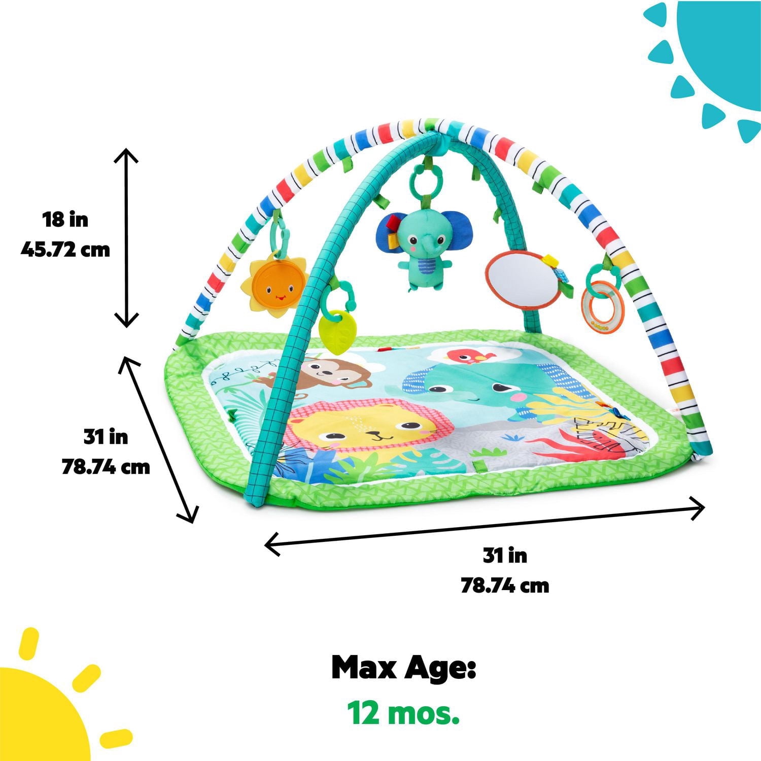 Tapis d'éveil Wild Wiggles FoldAway Activity Gym de Bright Starts, groupe d'âge: 0M+ - 16814