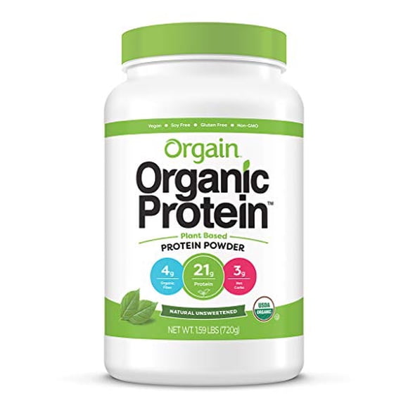 Orgain Organic Unflavored Plant Based Protein Powder, Natural Unsweetened - 21g of Protein, Vegan, Non Dairy, Gluten Free, No Sugar Added, Soy Free, Non-GMO, 1.59 lb (Packaging May Vary)