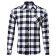 thumbnail image 1 of Pompotops Homme Automne Décontracté Coupe Ajustée Manches Longues Col Rabattu à Carreaux Poche Haut Blouse Chemise en Solde, 1 of 3
