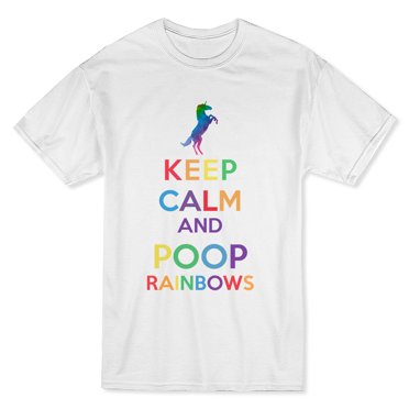 T-shirt Blanc pour Homme « Keep Calm and Poop Rainbows »