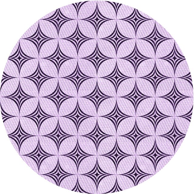 Ahgly Company Tapis de Zone Rond d'Intérieur Lavable à la Machine, Transitionnel, Fleur Violet Violet, 4 Pieds Rond