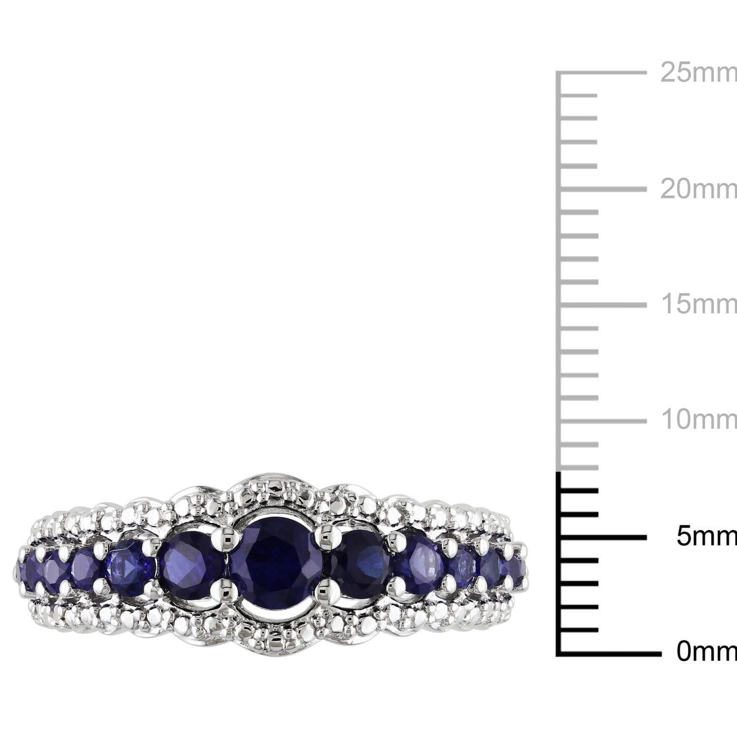 Bague Tangelo en forme semi-éternité avec saphirs bleus synthétiques 1-1/6 CT PBT en argent sterling