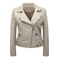 thumbnail image 1 of XZNGL Veste de Moto Ajustée à Col Montant en Cuir pour Femmes Veste en Cuir, 1 of 2