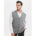 thumbnail image 4 of TOPTIE Men Sweater Vest Solid Knitted Lightweight Thermal Cardigan-Black-L, 4 of 10