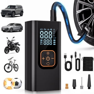 REHOTTOP Gonflateur de pneus sans fil, portatif Air Compresseur 180PSI, 12V DC Air Pompe pour voiture avec arrêt automatique & LED Lumière, Pompe à pneus pour voitures, vélos, motos