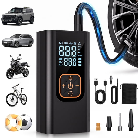 REHOTTOP Cordless Tire Inflator, Portable Air Compressor 180PSI, 12V DC Air Pump for Car with Auto Shutoff & LED Light, Tire Pump for Cars, Bicycle, Motorcycles