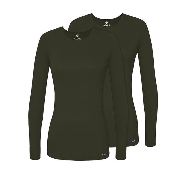 Adar sous-Couches pour Femmes, Lot de 2 - T-Shirt de sous-Couche à Manches Longues Confortable