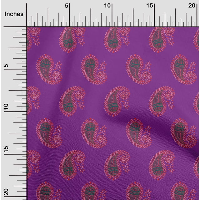 oneOone Viscose Chiffon Fabric Paisley Block Print Fabric By The Yard 42 Inch Wide