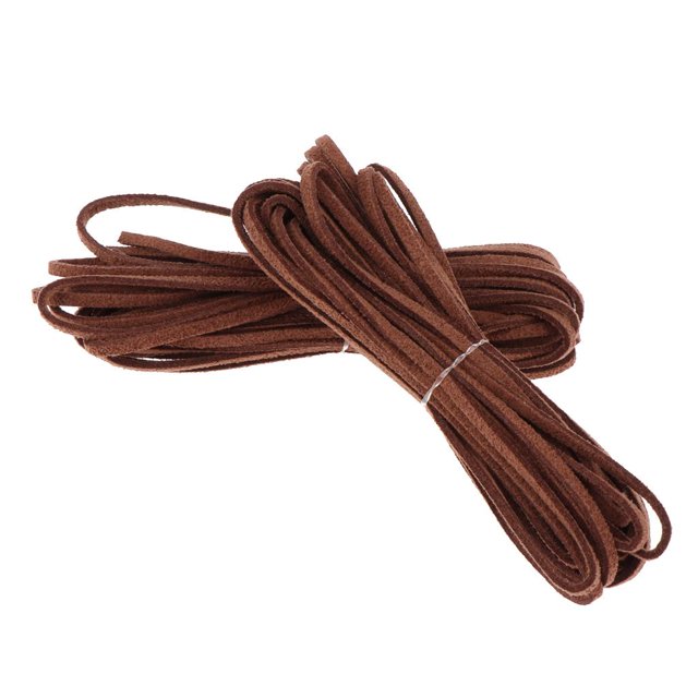 TISHITA 2pcs 3mm Flat Leather Braiding String 5 Yards Dark Brown