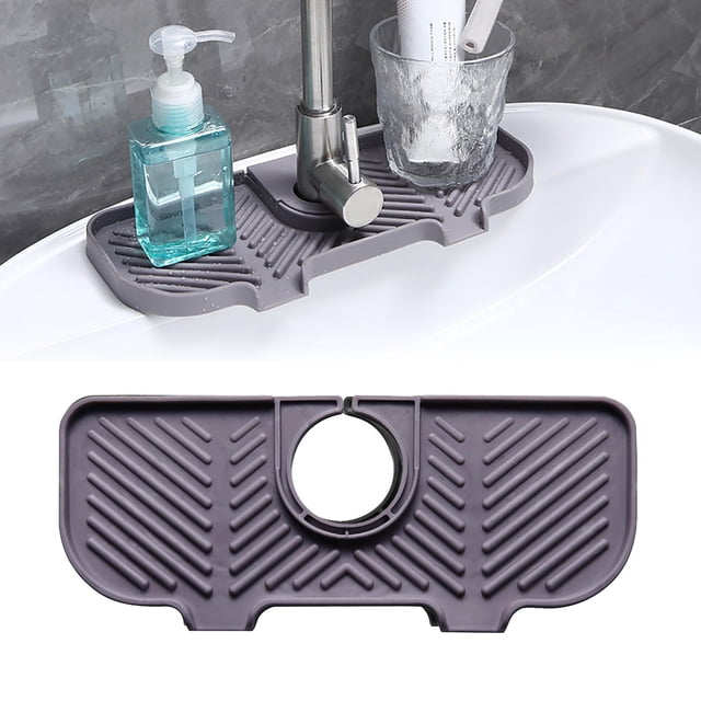 Aodebiao Diatomite Faucet Mat - Universal Sink Drying Pad for Kitchen & Bathroom - Non-Slip Water Absorbent Tray (27x11cm) Splash Proof & Fast Drying