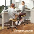 thumbnail image 4 of HOMCOM Saddle Stool Adjustable Rolling Salon Chair Light Brown, 4 of 10