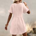 thumbnail image 4 of FcBaudy Robe à Manches Courtes à Col en V, Robes d'Été pour Femmes, Nouvelles Robes pour Femmes Robe à Manches Courtes à Col en V de Couleur Unie avec Poches Robe à Manches Courtes à Col en V Robe pour Femme, 4 of 7