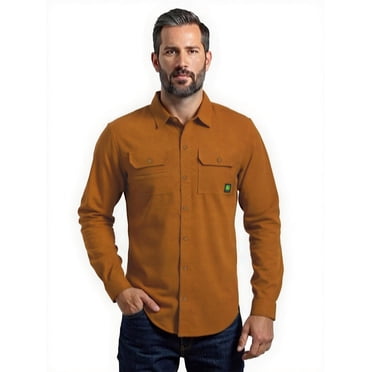 John Deere Men’s Solid Brushed Twill Long Sleeve Shirt, Size S-XL