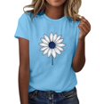 thumbnail image 2 of Ovbmpzd Hauts Bleus pour Femmes T-Shirts Graphiques Floraux à Manches Courtes Amusants d'Été pour Femmes TTG, 2 of 5
