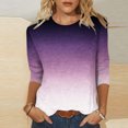 thumbnail image 2 of IROINID Offres T-Shirt à Manches Longues en Polyester pour Femmes Col Rond Confortable Dégradé Imprimé Manches Blouse Chemise, Violet, 2 of 5