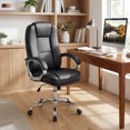 thumbnail image 3 of Costway Leather Office Chair Ergonomic Executive Chair with Rocking Backrest Black, 3 of 9
