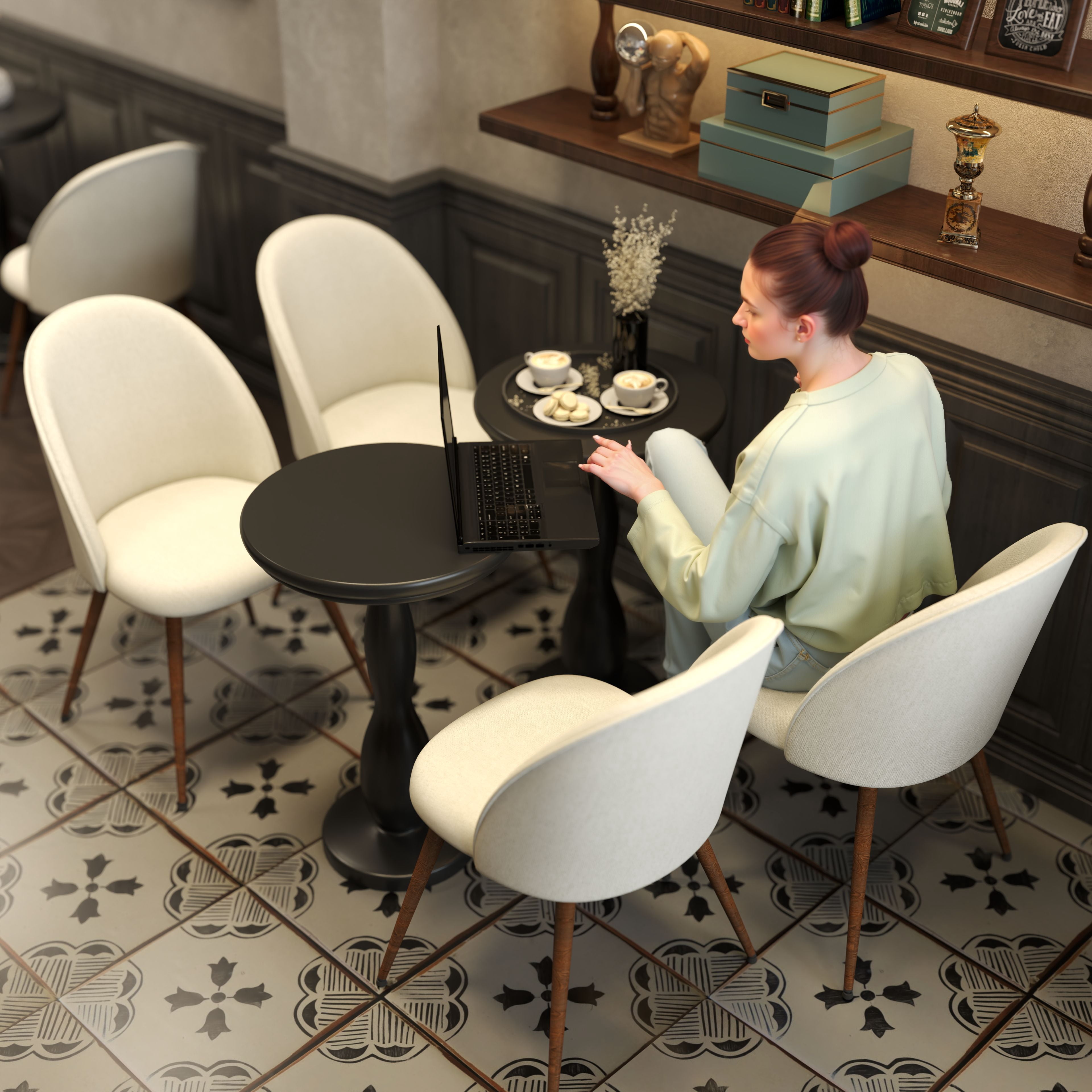 Homy Casa Lot de 2 chaises de salle à manger rembourrées à dossier haut, style moderne, beige
