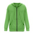thumbnail image 4 of PEZHADA Économies d'Automne Chandail à Capuchon à Fermeture à Glissière Décontracté pour Femme, Veste Ouverte à l'Avant, Coupe Ample, Manteau à Manches Longues avec Cordon, Chandail à Capuchon avec Poche, Vert, 4 of 5