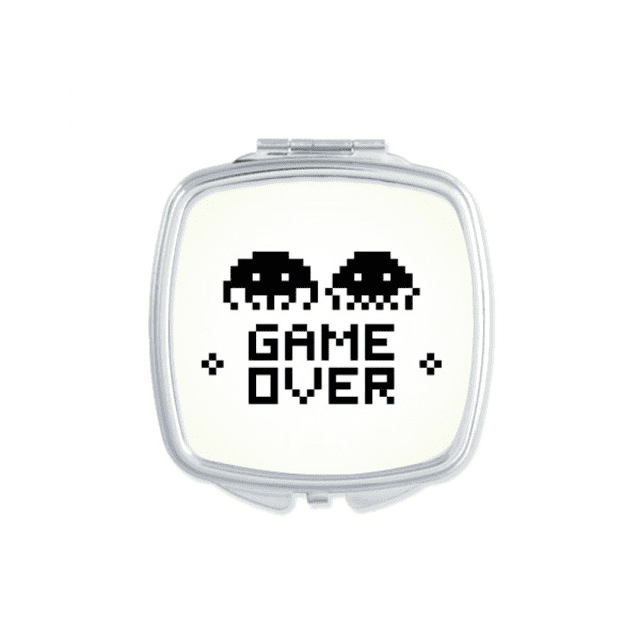 Game Over Little Monster Pixel Mirror Portable Compact Pocket Makeup Double Sided Glass