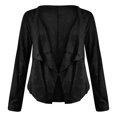thumbnail image 3 of XZNGL Womans Lapel Solid Color Faux Deerskin Velvet Short Cardigan Jacket Top, 3 of 5