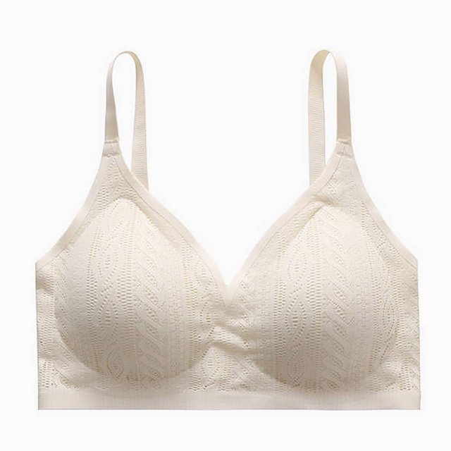 Tqcoqu Women's Seamless Backless Bra With Gathered Straps No Steel Rings Three Buckles Adjustable Breasts Fixed Cups And Suspender Straps