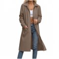 thumbnail image 4 of JGGSPWM Cardigan Long Décontracté pour Femmes 2025 Manteaux d'Hiver Veste d'Automne Col Rabattu Poche Fermeture Éclair Manteau d'Extérieur Brun m, 4 of 6