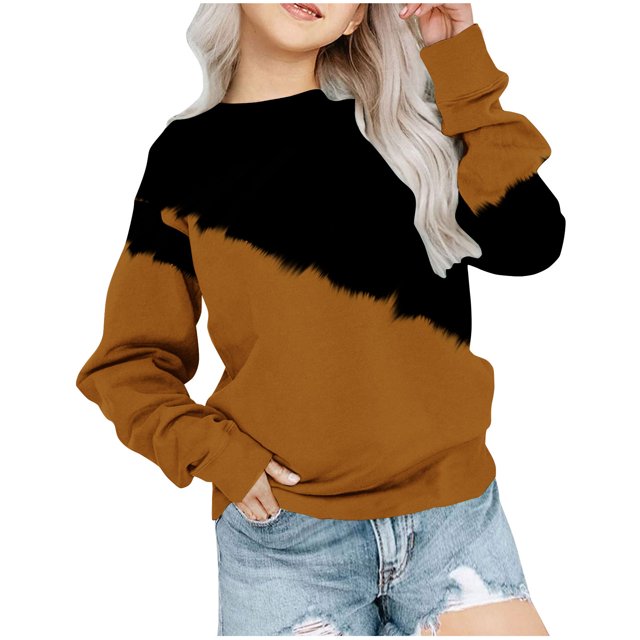 Besolor Oversized Sweatshirt for Girls Fall Casual Round Neck Long Sleeve Tops Fashion Color Block Outfits