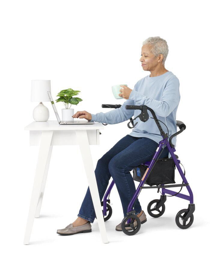 Medline Basic Rollator with 6" wheels, Purple