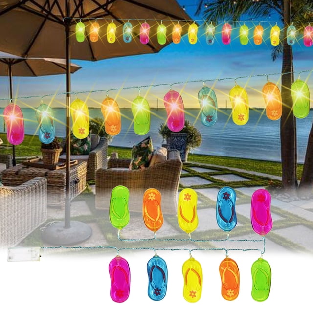 LSLJS Slipper String Lights, Summer Outdoor Patio Decorative Lights, Bedroom Room LED Lights, Hotel Summer Theme Decorative Lights, Beach Garden Slippers Decorative, Decorative Lights