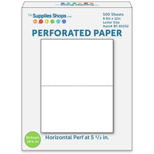 Papier perforé, perforation à 5 1/2", horizontale sur blanc 20# Copie de taille de la lettre papier (Ram of 500)