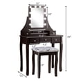 thumbnail image 3 of Costway Vanity Dressing Table Set w/ 10 Dimmable Bulbs Touch Switch Cushion Stool Brown, 3 of 10