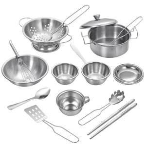 16Pcs Jeu de pots et de casseroles Ensemble de jouets pour enfants en acier inoxydable Ensemble d'ustensiles de cuisine pour enfants & Enfants