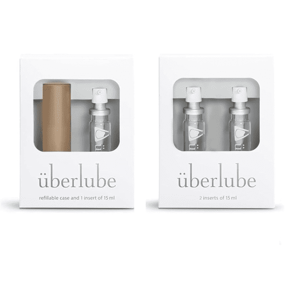 Uberlube Ensemble de Voyage et de Recharge Bronze, Or – 45 ml au Total / Ensemble de Lubrifiant en Silicone de Qualité Supérieure avec Étui + 2 Recharges