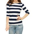 thumbnail image 4 of INSPIRE CHIC T-shirt à Manches au Coude pour Femme d'Halloween, Haut Décontracté Basique à Encolure Bateau, Coupe Ajustée, Très Petit, Bleu, 4 of 6