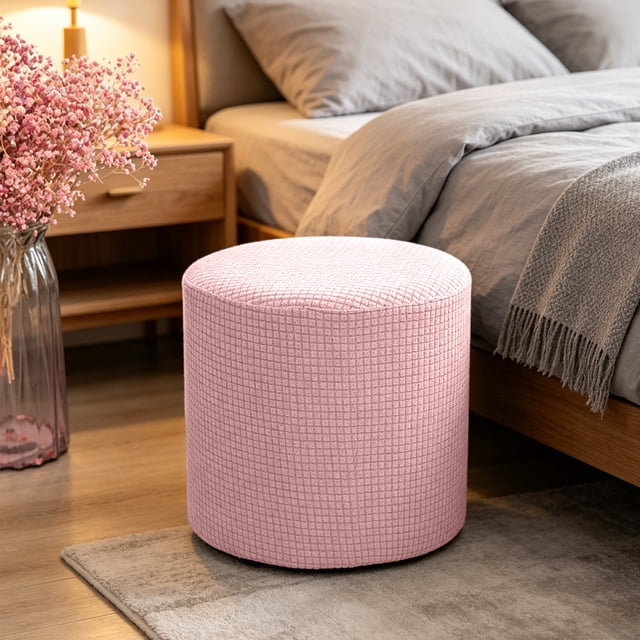 Yrmaups Housse Extensible Ronde pour Tabouret Ottoman, Tissu Imperméable Slipcover, Protecteur Lavable pour Coiffeuse, Chambre, Salon, Maison