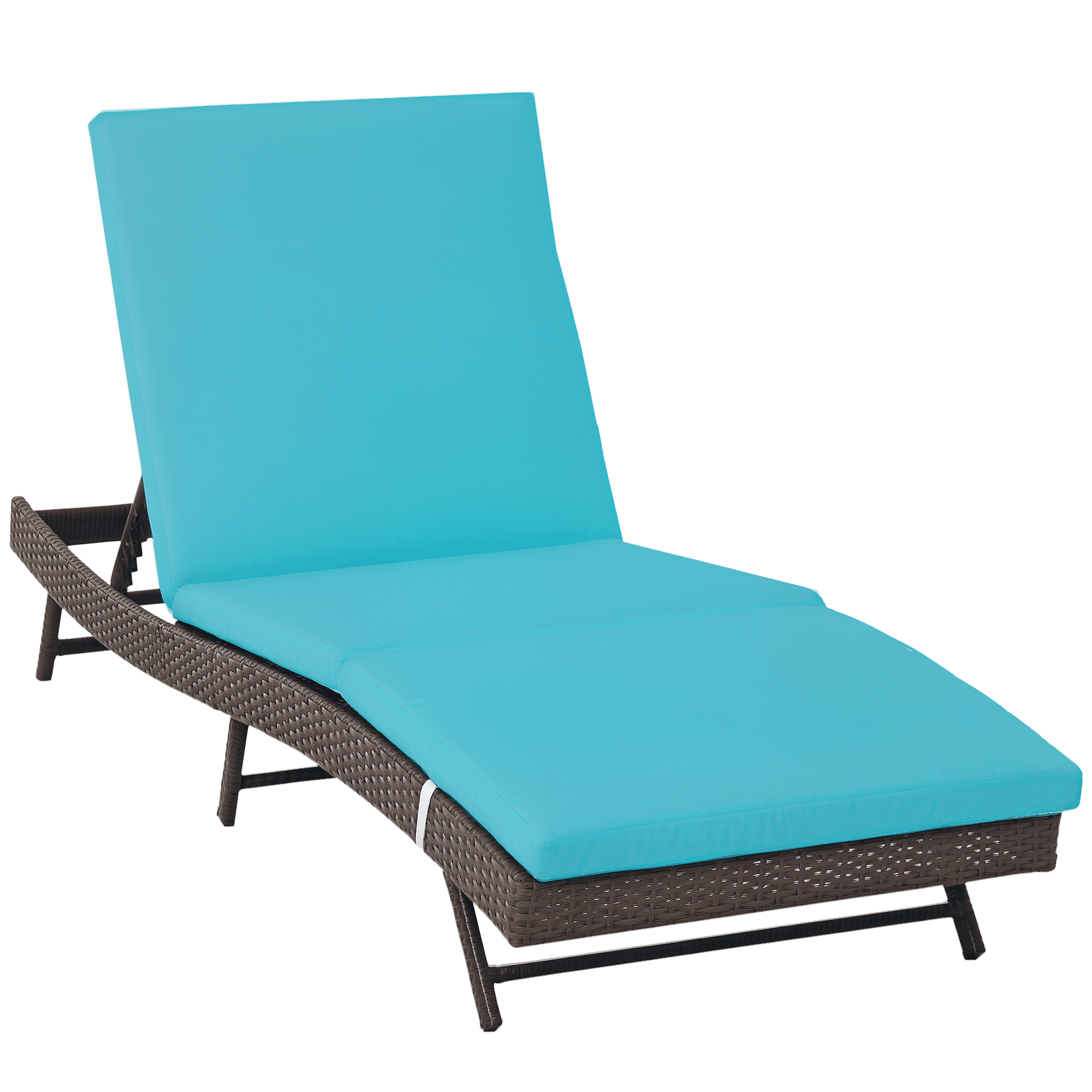 Outsunny Outdoor Rattan Chaise Lounge Chair with Adjustable Back Turquoise