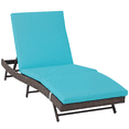 thumbnail image 1 of Outsunny Outdoor Rattan Chaise Lounge Chair with Adjustable Back Turquoise, 1 of 10