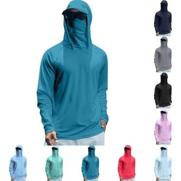 Domuza Men's UPF 50+ Sun Protection Lightweight Hoodie Shirts Long Sleeve Fishing Shirt SPF UV Hiking Shirts Dark Green M