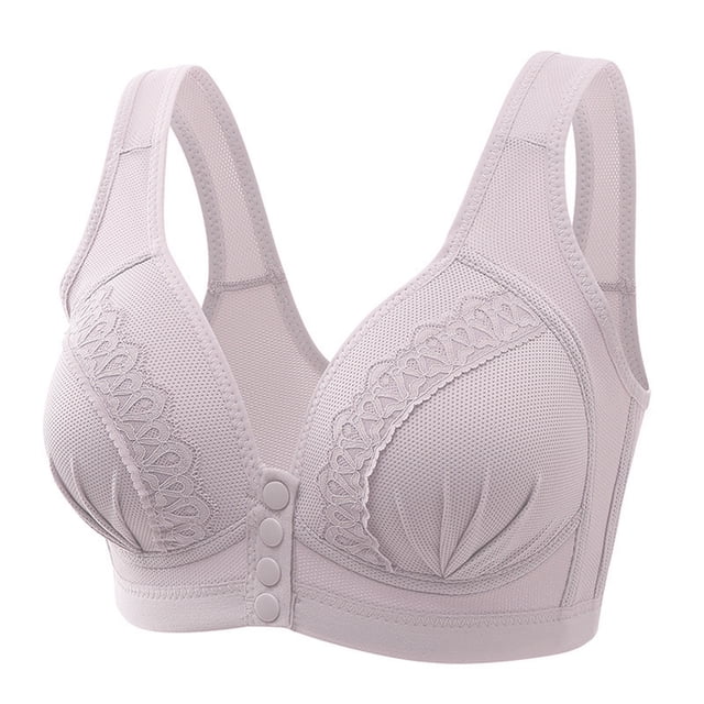 Kcodviy Women Lace Front Button Sports Bra with Padding Shaping Cup Adjustable Shoulder Sports Bra Padded Strap Large Size Underwire Women Bra Set and Plus Size Bra