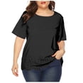 thumbnail image 1 of Birdeem Womens Plus Size Solid Color Tops Short Sleeve Round Neck Temperament and Leisure Shirt Tops, 1 of 4